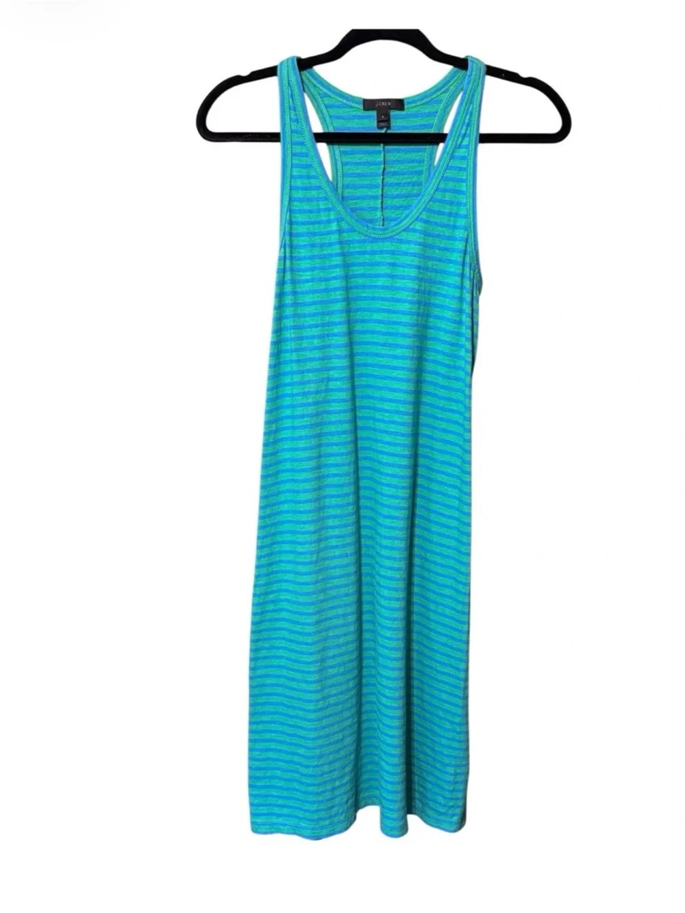 J.Crew Green Blue Striped Racerback Cotton Tank Dress Small